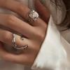 925 Stamp Silver Cool Multiple Styles Irregular Rings Pearl Crystal Zircon Jewelry Girls Gift
