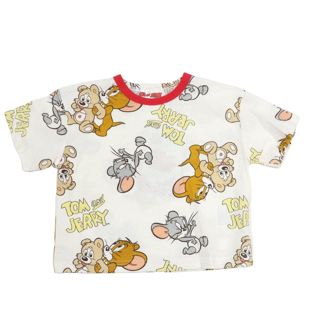 Tom and Jerry Pajama Mesh Short Sleeves Cropped Baby Size 100 Set, Jersey, All-Over Print, + Length, Pajamas, Off-White, (Product Code 215142705)