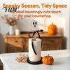 Wooden Kitchen Roll Stand Halloween Paper Towel Holder, Ghost/Pumpkin/Witch's Hat/Bat Decor, Vertical Holder Durable Wood Standing Reel for Countertop