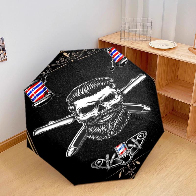1PC Barber Shop Vintage Style Automatic Umbrella - Suitable Travel Outdoor Portable Umbrella Birthday Gift Daily Essentials