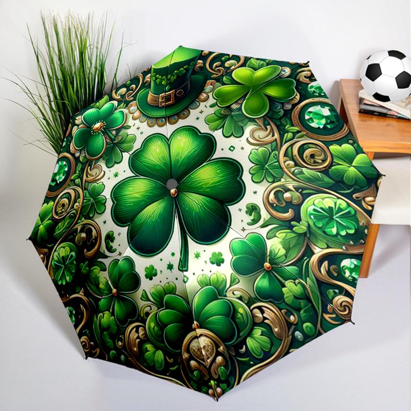 

Green Four-leaf Clover Umbrella Automatic Open/close, Sturdy Iron Frame & 8-Rib Struct, Umbrella for Women & Men, Christmas Gift