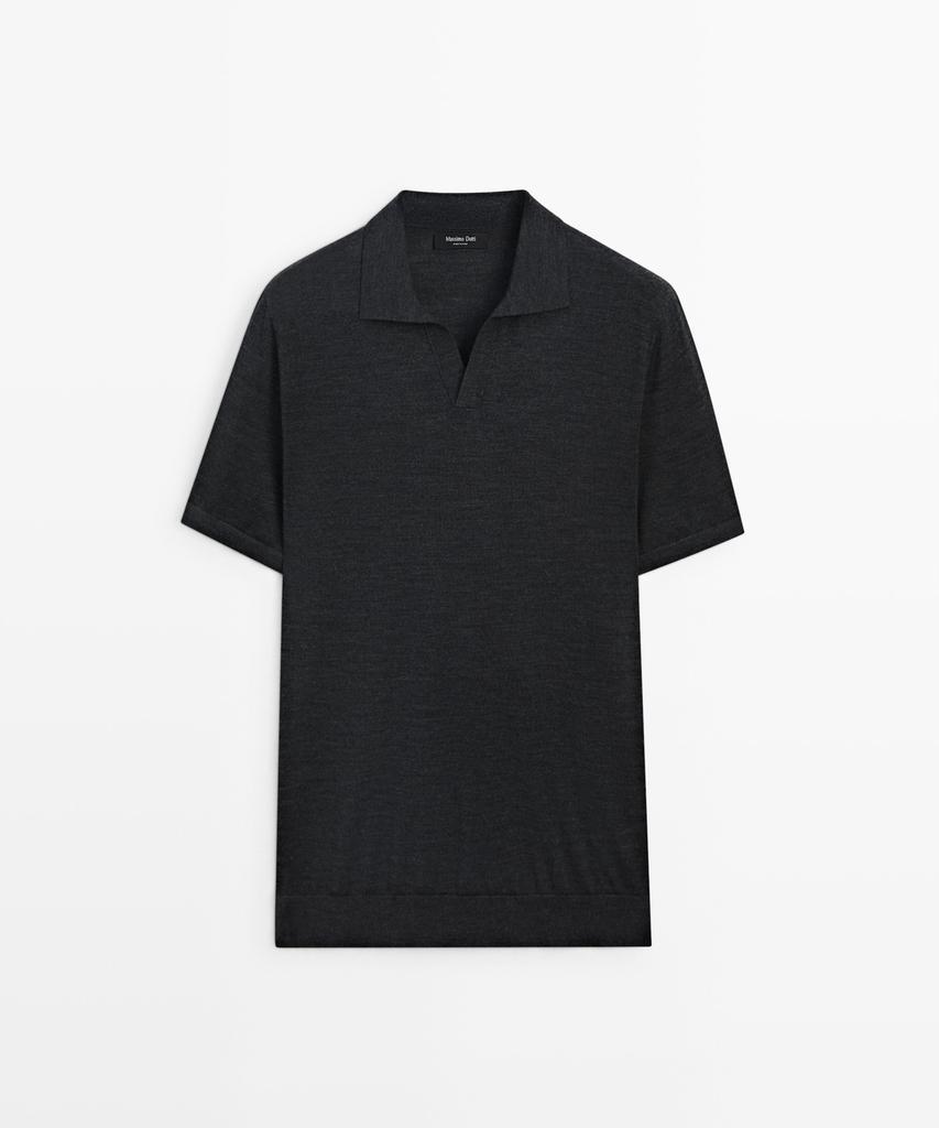 Masimodutti Wool Blend Short Sleeve Knit Polo Shirt
