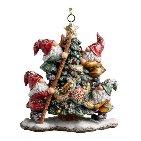 2D Гном Рождественская елочная игрушка Акриловая подвеска-гном Милый шарм для зеркала заднего вида автомобиля для домашнего декора F