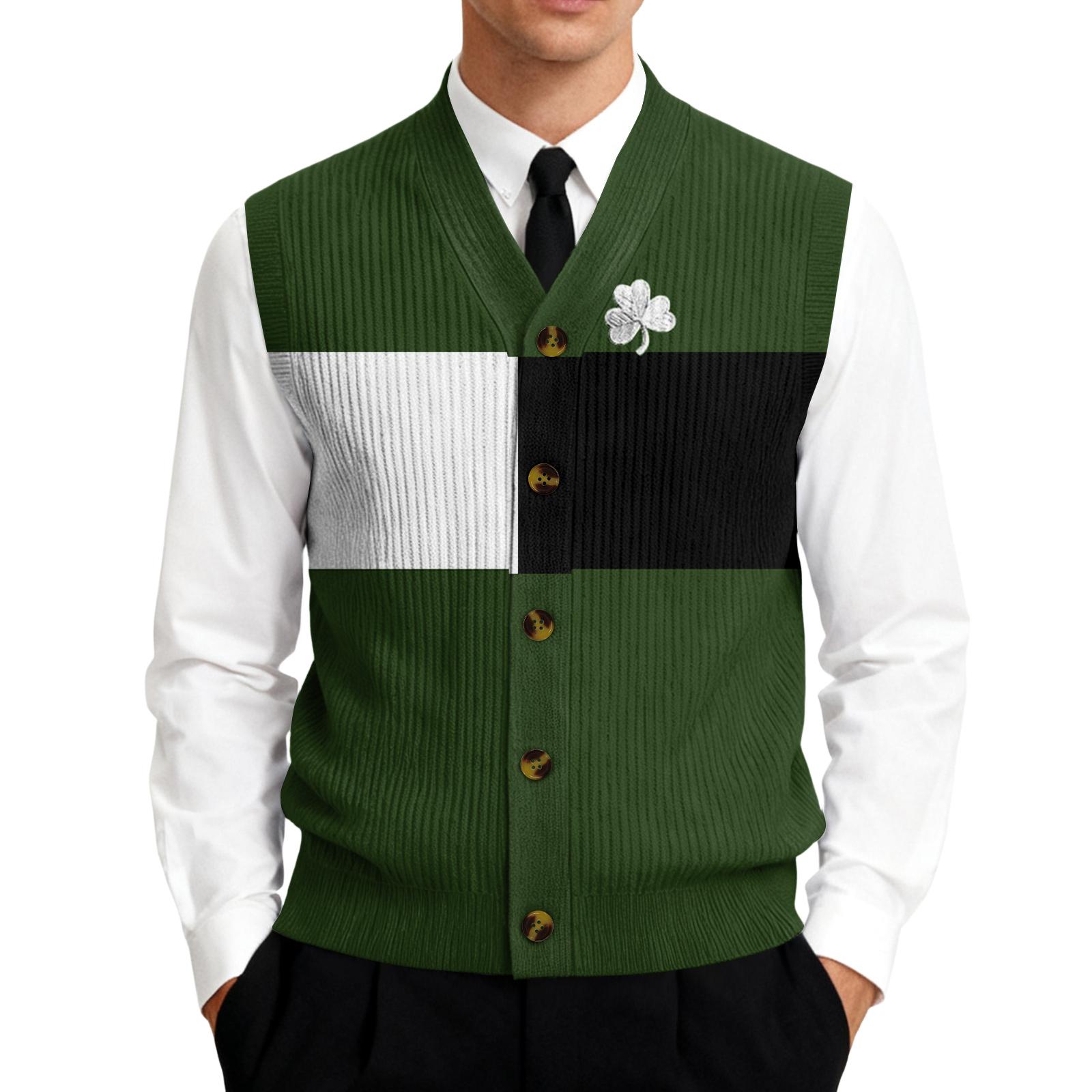 

Men’s Sleeveless Button Down Vest with Print and Fabric for Formal or Casual Wear M