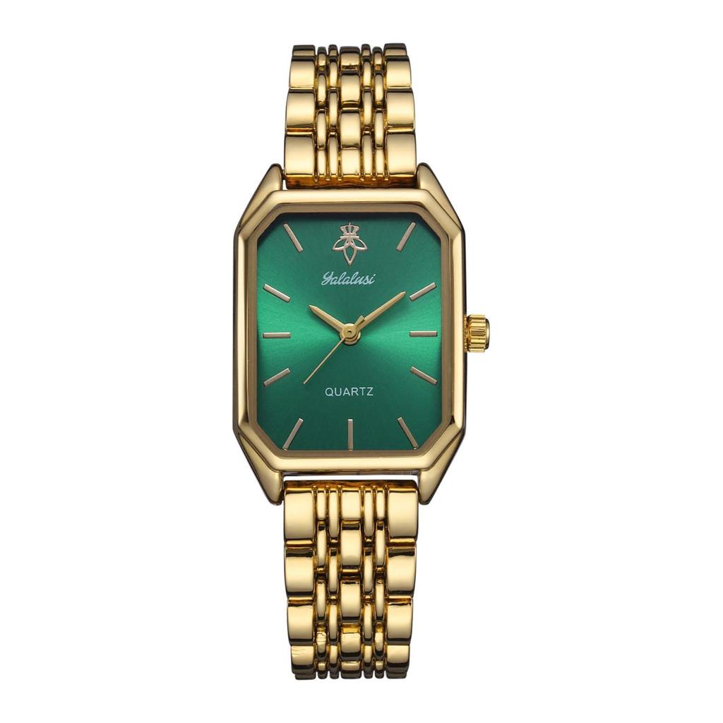 Elegant Vintage Octagonal Ladies Wristwatch Golden Case Quartz Watches Wateproof Steel Strap