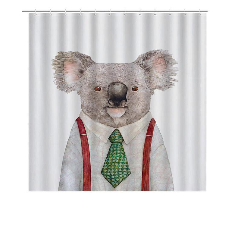 Animal Shower Curtain Koala Bath Mat Cute Animal Print Cartoon Kids Decorative Bathroom Set Waterproof Fabric Printing Unisex Gi
