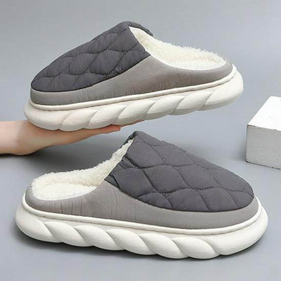 Women's Closed-Heel Waterproof Cotton Slippers - Non-Slip, Warm, Thick-Soled for Indoor Use, Autumn & Winter