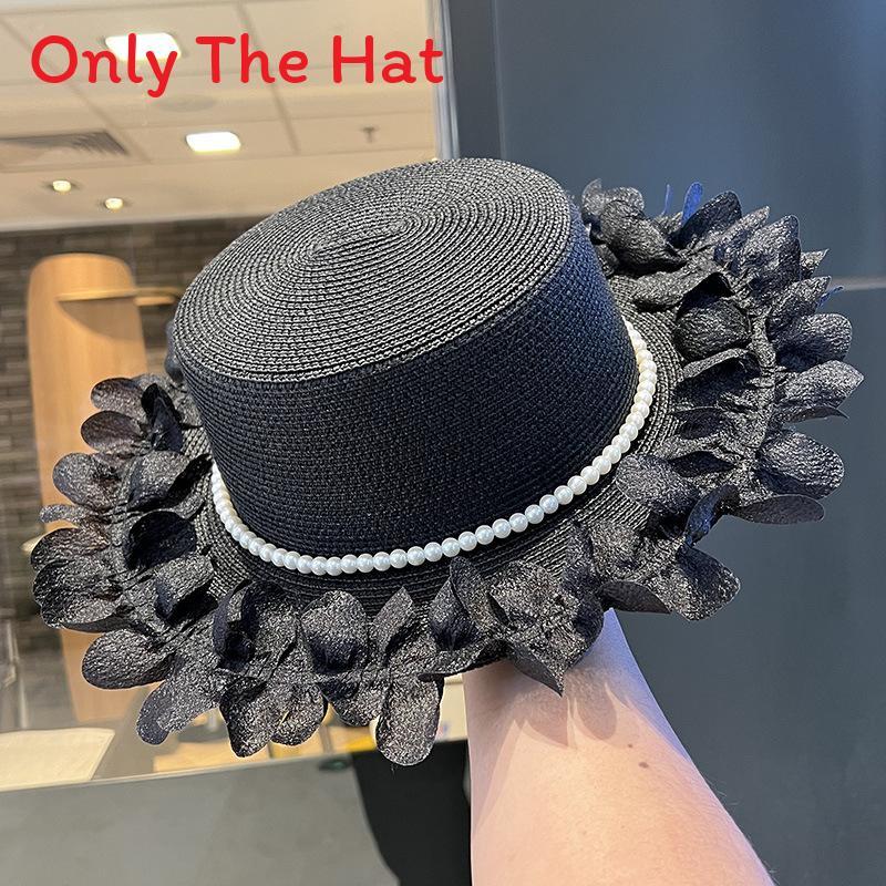 

Summer Sun Hat For Women With Wide Brim And Breathable Straw Material Perfect For Outdoor Outdoor Sun Protection чёрный