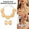 Geometric Gold Silver Color Jewelry Set Bohemian Style Irregular Oval Chokers Necklaces  Gift