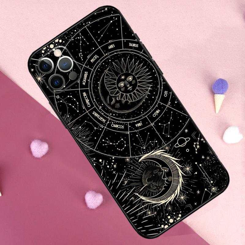 Crescent Moon Sun Phone Case For iPhone 17 Pro Max 11 14 15 16 Pro Max Plus 12 13 Mini 16e 17 Air Back Cover