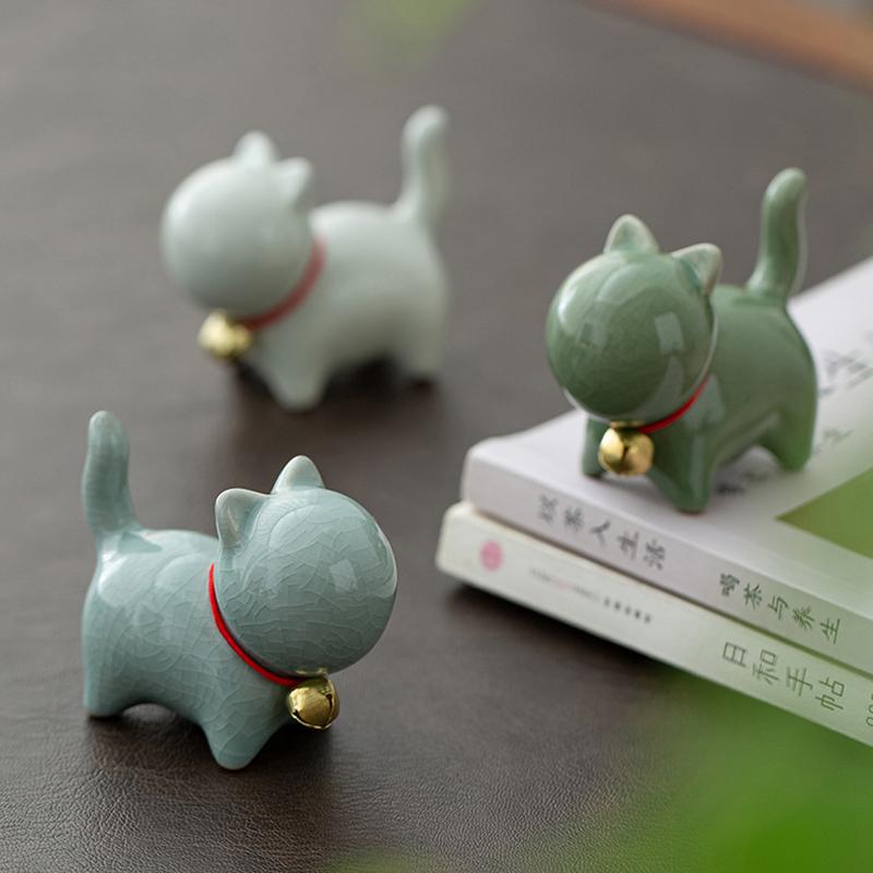 Kreative Keramik Niedliche Kätzchen Ornament Tier Mikro-Landschaft Tee-Haustier Zimmer Desktop Ornamente Teezubehör Tee-Spiel