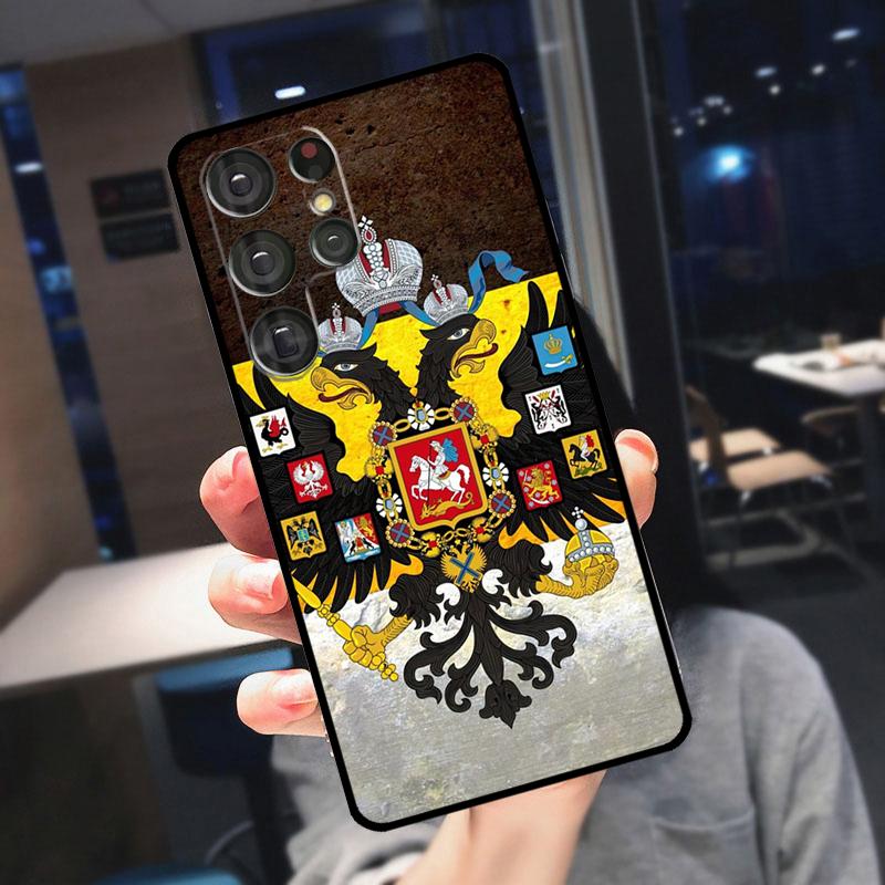 Russia Coat Of Arms Eagle Flag Cover For Samsung Galaxy S23 S24 S25 Ultra S21 S22 S20 S9 S10 Plus S21 FE S24 FE Phone Case
