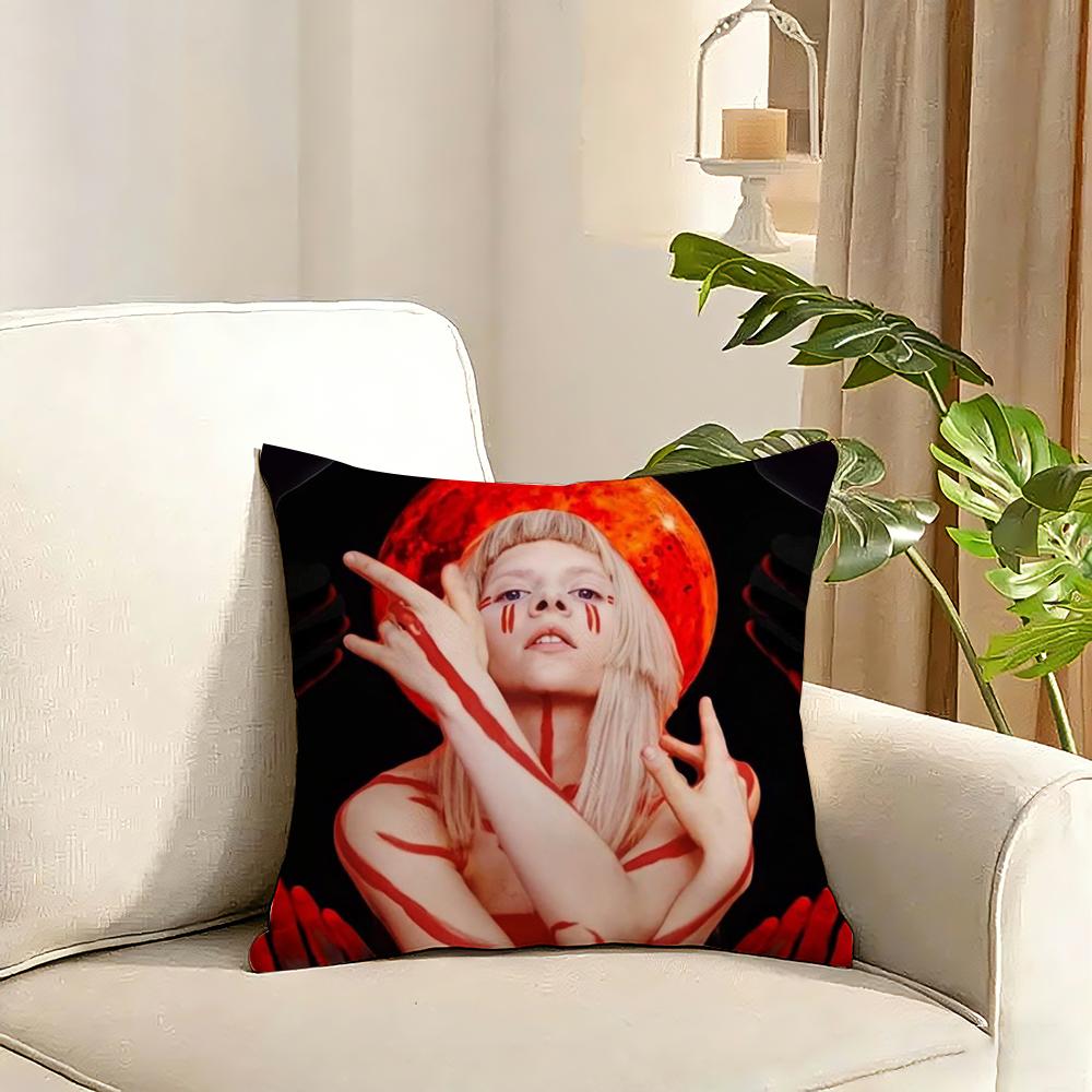 AAurora Aksnes Singer Cushion Cover Reversible Plush Pillow Cover Soft Fluffy  Home Decor for Sofa Bedroom