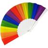 Plastic Hand Crank Fan Foldable Oriental Style Rainbow Silk Fabric Pocket Hand Fans Party Fovor Personality Dance Fan Gifts