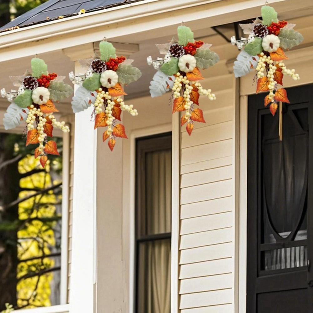 Thanksgiving Simulation Wall Hanging Pumpkin Berry Maple Leaf Bow Small Pendant