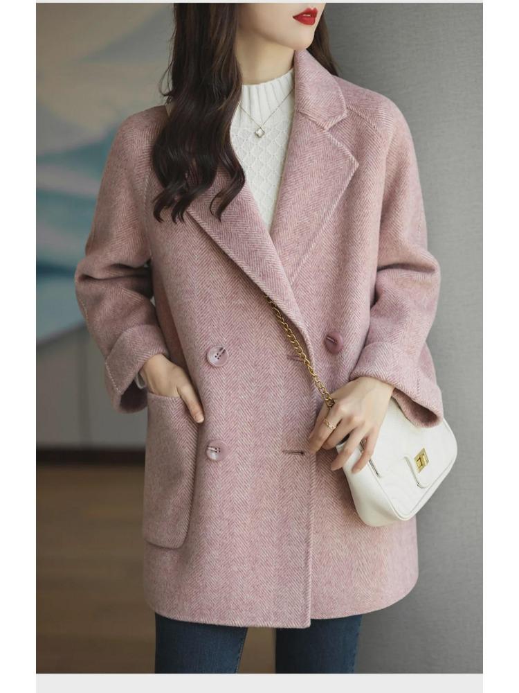 2024 Fashionable Herringbone Wool Coat Autumn Winter Versatile Slim Loose Timeless