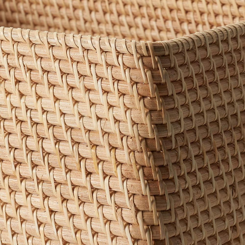 MUJI Stackable Rattan Rectangular Basket, Extra Large, V-shaped, Approx. W36 X D26 X H31cm,