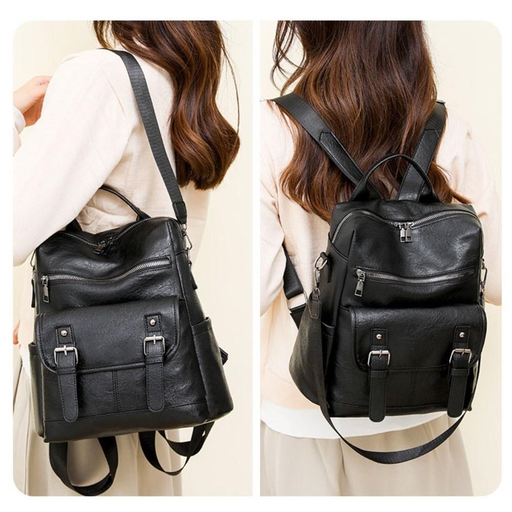 PU Peather Student Backpack Large Capacity Multifunctional Student School Bag Anti Splash Water Soft Mommy Shoulder Bag Women