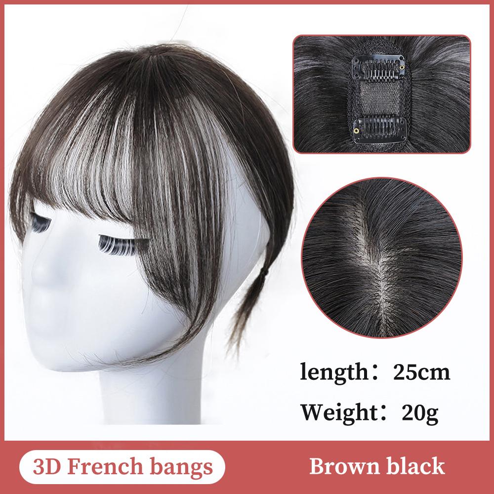 3D Air Bangs Wig Female Seamless High Temperature Hairpiece Head Top Replacement Cover White Hair Fake Bangs