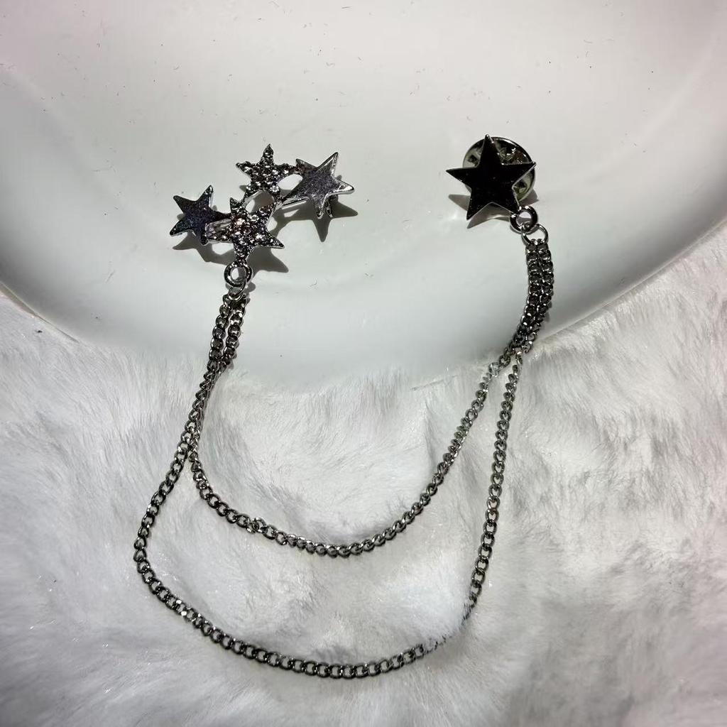High-End DIY Star Chain Brooch - Unisex Korean Style Accessory