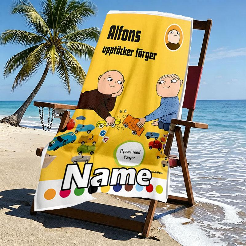 Custom Name Personalized Alfons Aberg Print Beach Towel, for Trip Camping Beach Party Home Decor, Birthday Gift for Family & Friends