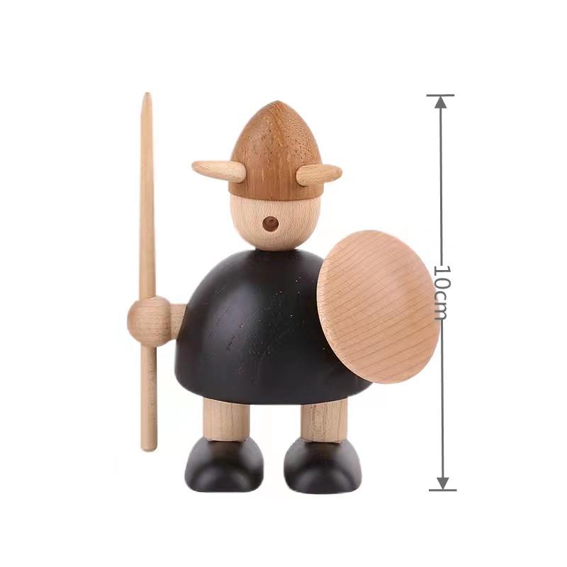 

Traditional Style Wooden Dolls For Home Decor Creative Wood Carved Vikings Figures Designed Figurines Shelf Decor 1
