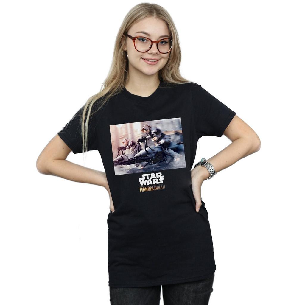 STAR WARS T-shirt da donna in cotone stile boyfriend The Mandalorian Scout Troopers