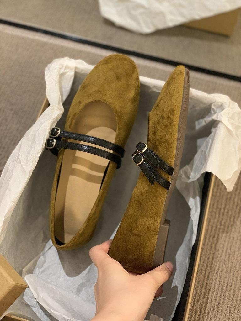 Niche retro round head shallow mouth versatile single shoes women's autumn new gentle Mary Jane ballet flat beanie shoes