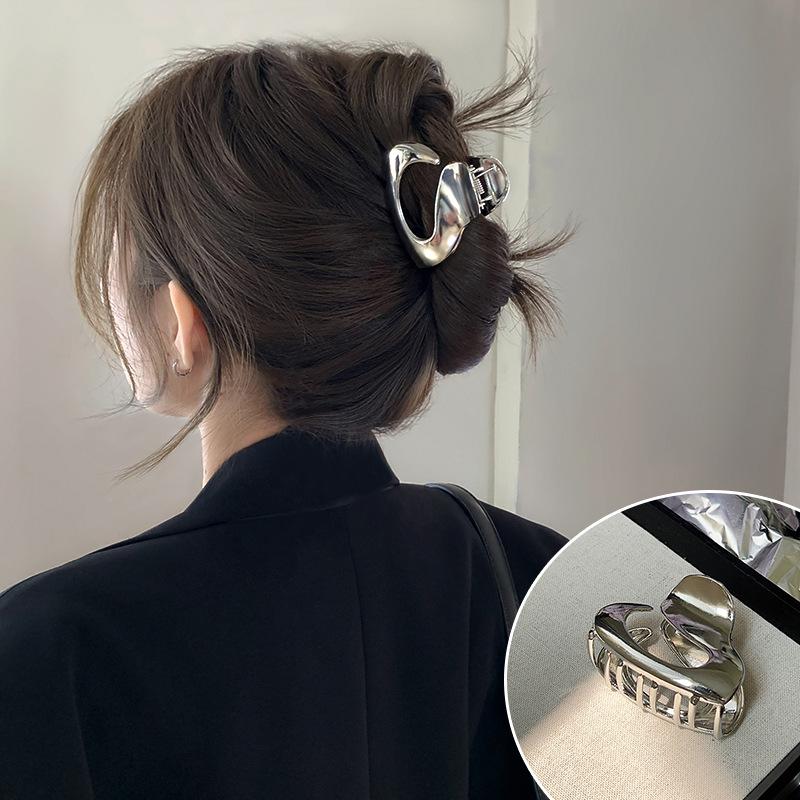 2024 Silver Shark Clip for Women - Large Metal Grip Hair Accessory