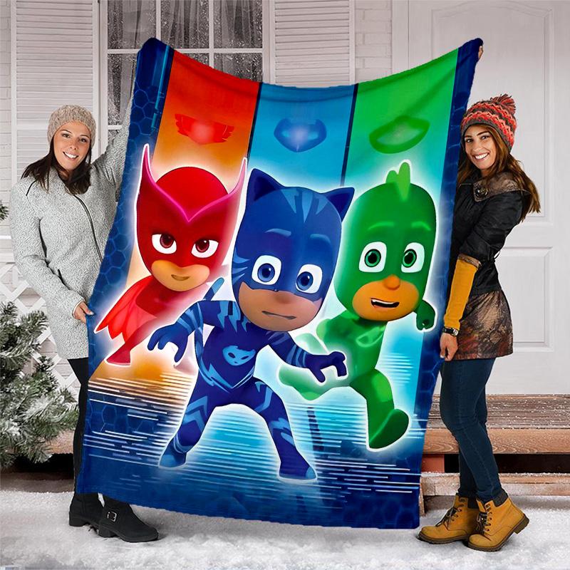 1pc PJ Marks1 Theme Blanket - Digital Print, Polyester, Cozy for All Seasons, Perfect for Outdoor, Camping, and Travel