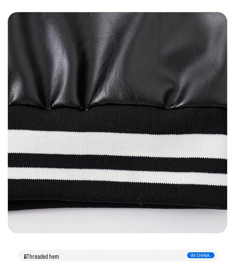 Men's American Retro PU Leather Baseball Jacket - Spring/Autumn Pilot Style