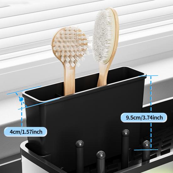 Stainless Steel Sponge Holder Sink Rack Large Capacity Rust-Resistant Self-Draining Multi-Functional Kitchen Storage Rack