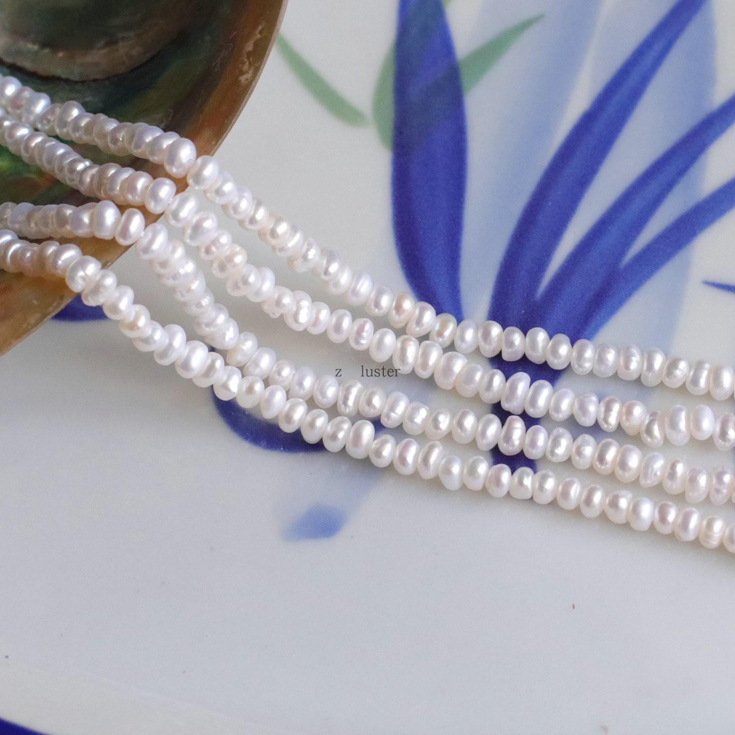 Z·luster 3-4mm Natural Pearl Round Beads for DIY Jewelry: Bracelets, Necklaces, Hairpins