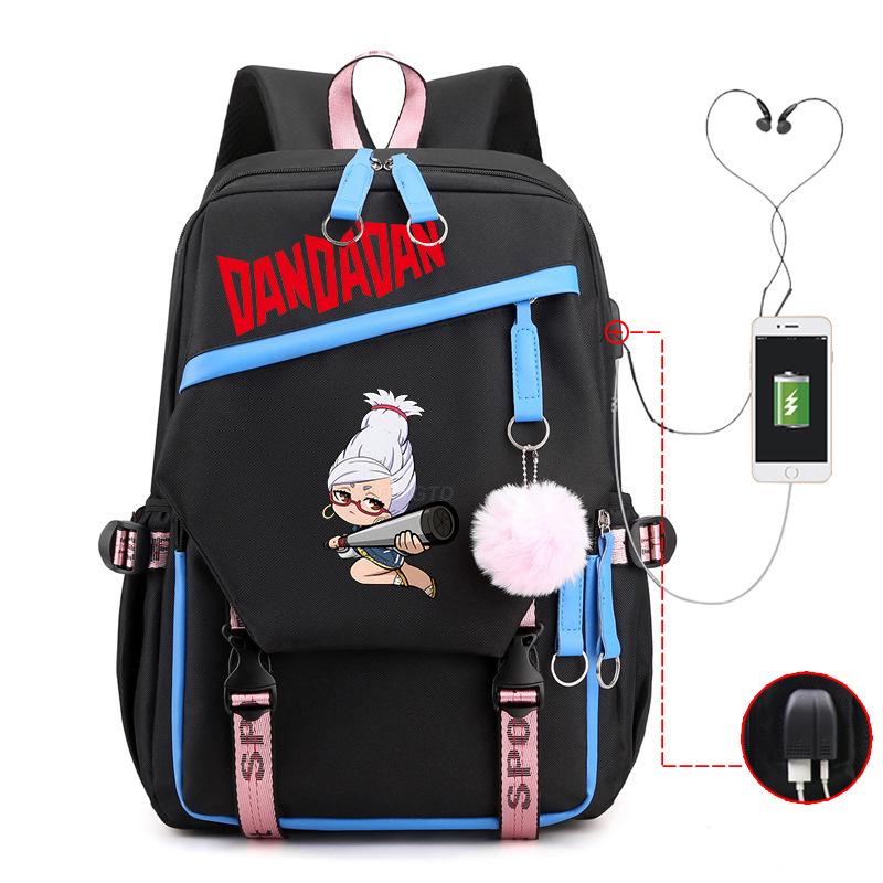 Dandadan Foreign Trade Children's Schoolbag Contrasting Color Neutral Backpack Usb Multi-functional Primary and Secondary School Backpack
