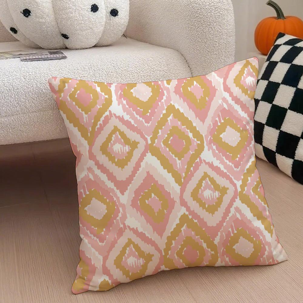Boho Textile Pattern BBohemian Ethnic Prints Cushion Cover Throw Pillow Cover Hidden Button Durable Polyester Chair Cushion