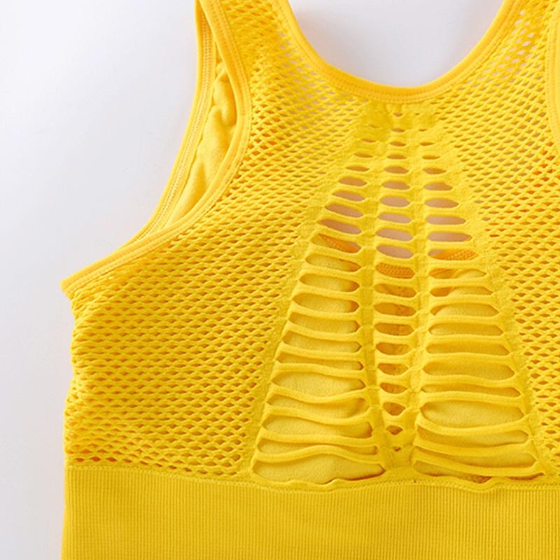 Damska średnia siateczka podtrzymująca Cross Back Bez fiszbin Wyjmowane miseczki Biustonosz sportowy Topy Freedom Bezszwowe staniki sportowe do biegania i jogi