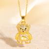 Full Diamond Three-dimensional Teddy Bear Necklace, Creative Personality, Niche Design, Animal Pendant, Fashionable and Exquisite Jewelry