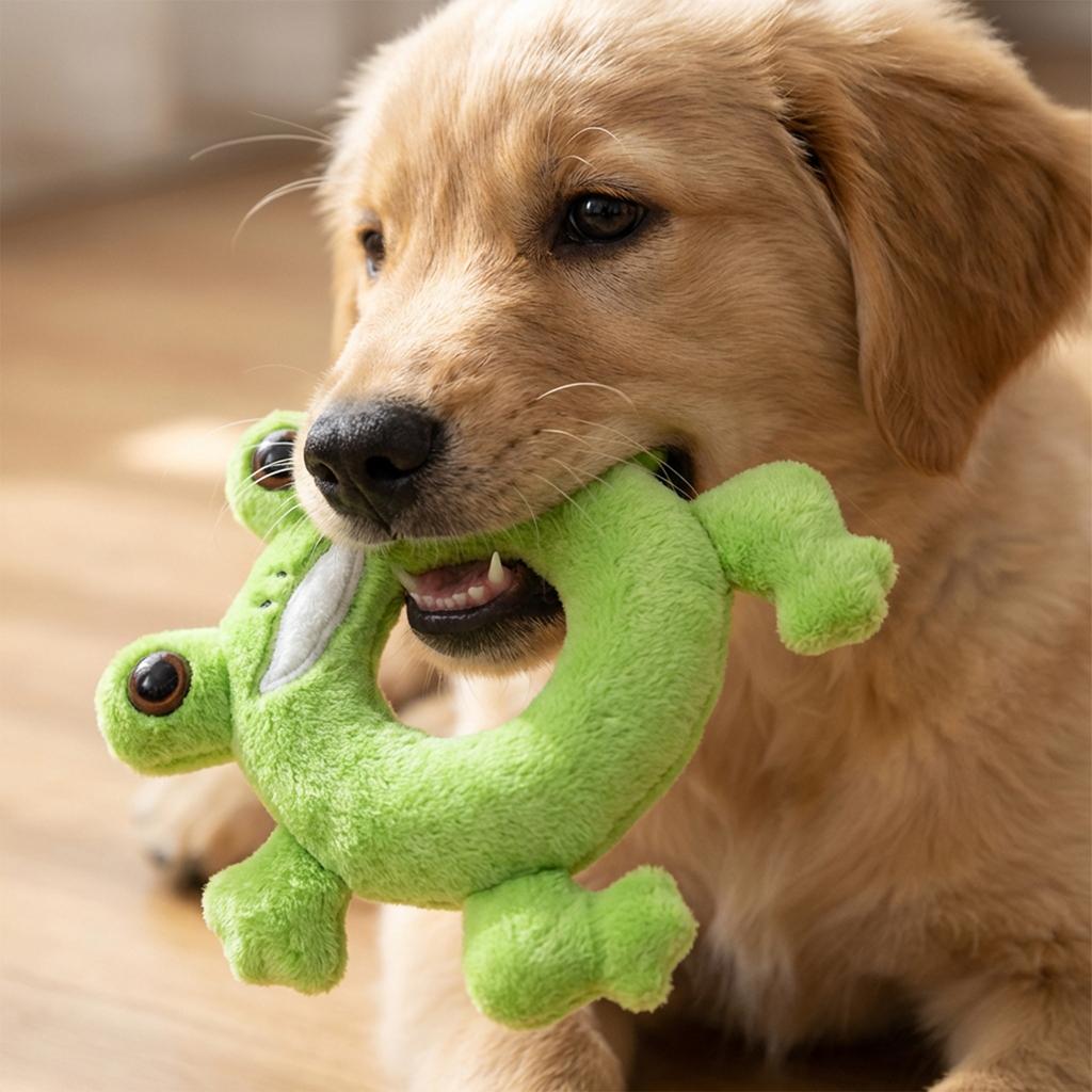 Cute Donut-Shaped Squeaky Dog Toys - Soft Plush Chew Toys For Puppy Teething & Boredom Relief