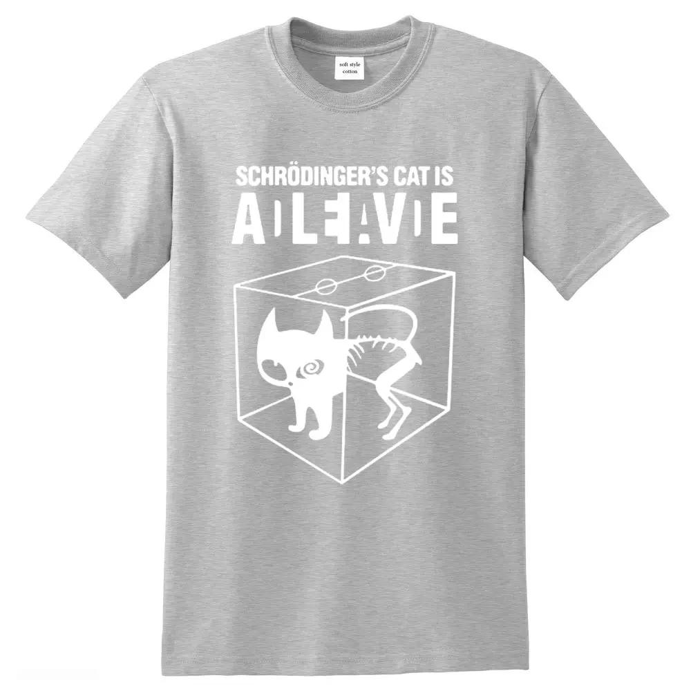 Men's T-shirt Top Quality Cotton Schrodinger's Cat Print Men T Shirt Crew Neck Casual The Big Bang Theory Mens Tshirt Geometric