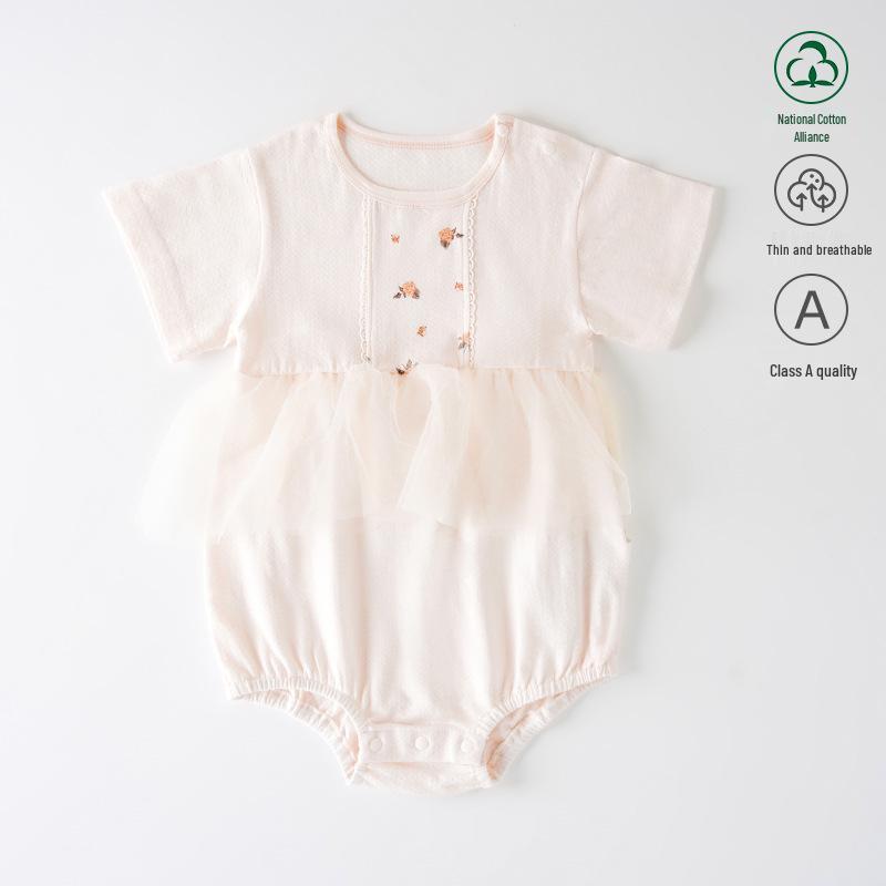 Doraemon Baby Girls Summer Short-Sleeve Triangle Romper - Korean Style 90 cm