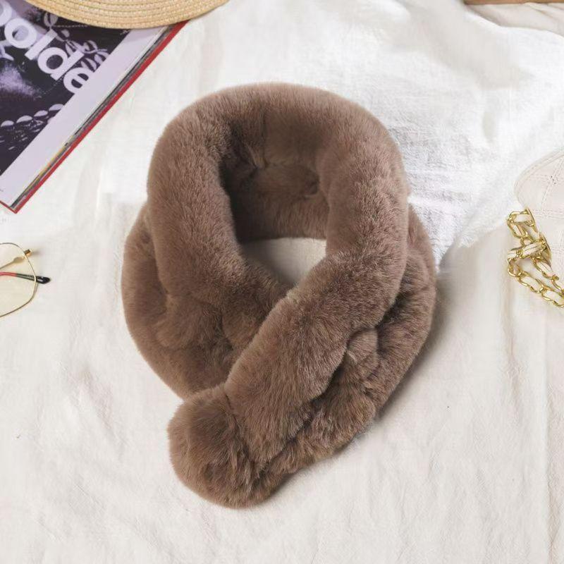 Winter Imitation Fur Cross Ball Scarf Imitation Rex Rabbit Hair Warm Fur Collar