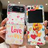 Art Love Pattern Clear Soft Case For Samsung Galaxy Z Flip6 Flip5 Flip4 Flip 6 5 4 3 Metal Buckle Folding Silicone Phone Cover