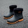 Hot Sales Men'S Rain Boots Designer Waterproof Mid Calf Boots Plush Non Slip Pvc Work Shoes Comfortable High Quality Men Shoes