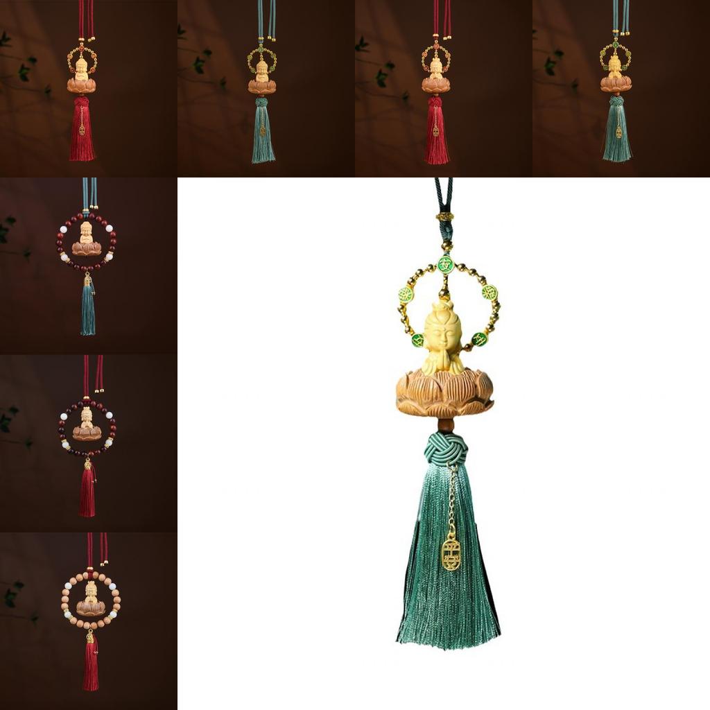 Buddha Lotus Car Charm With Olive Wood Material For Peaceful Vehicle Interior Decoration