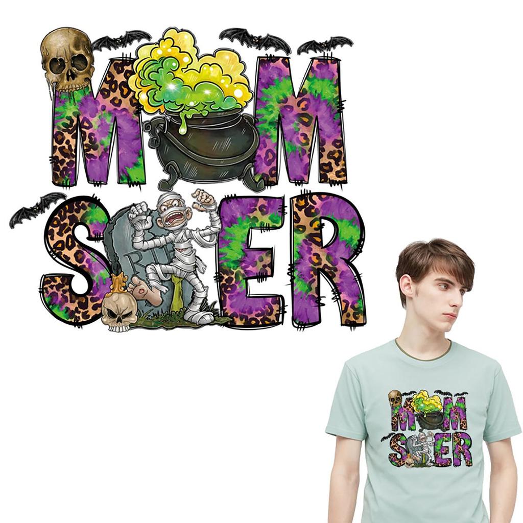 Skulls Clothes Sticker Halloween Decals Arts Crafts Ironing Heat-Adhesive Transfer Clothes Appliqued Diy Accessory Patches