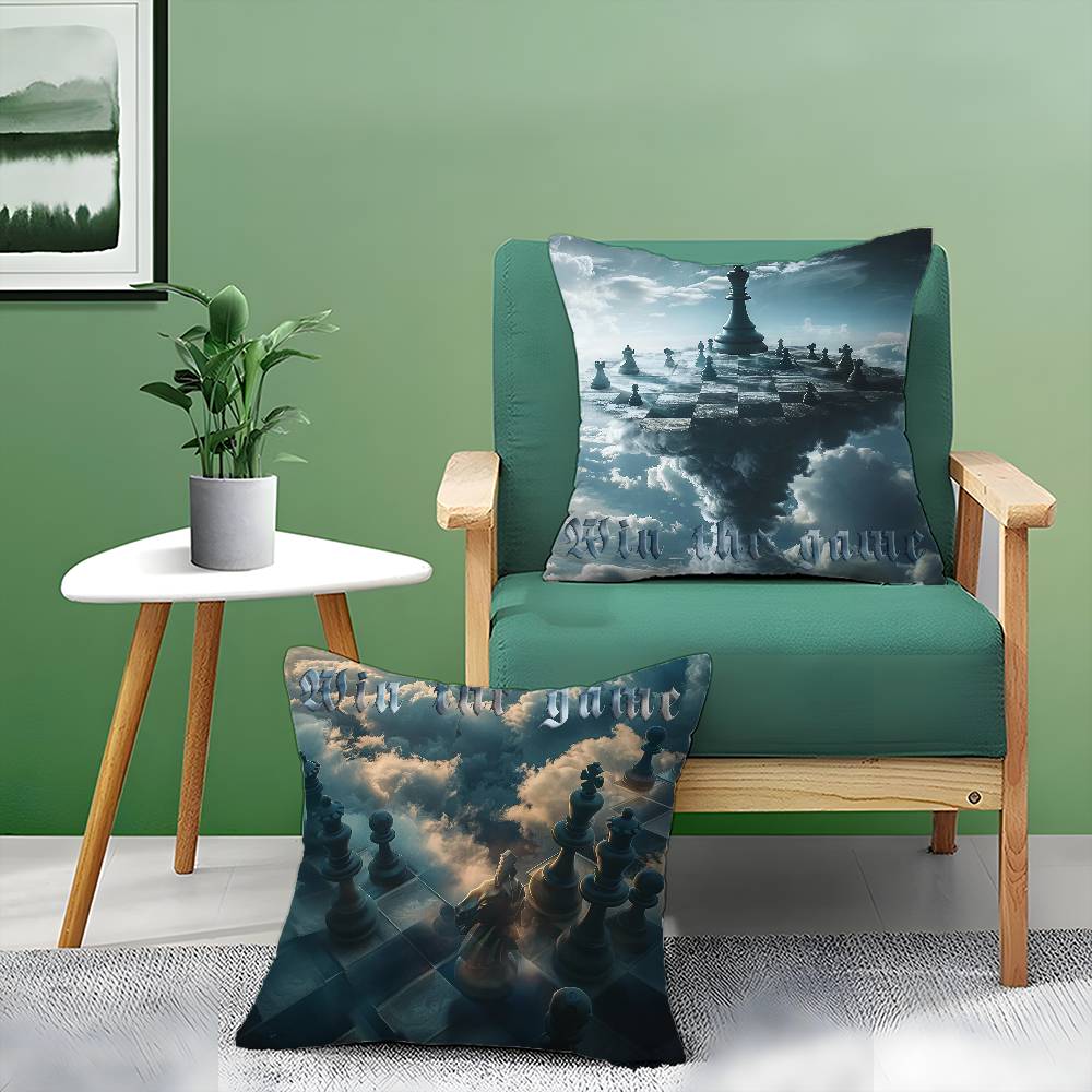 Beautiful Cloud Chess Picture Pillow Case Comfort Sofa Bed Silky Elegant Invisible Zipper Decorative Cushion Cover