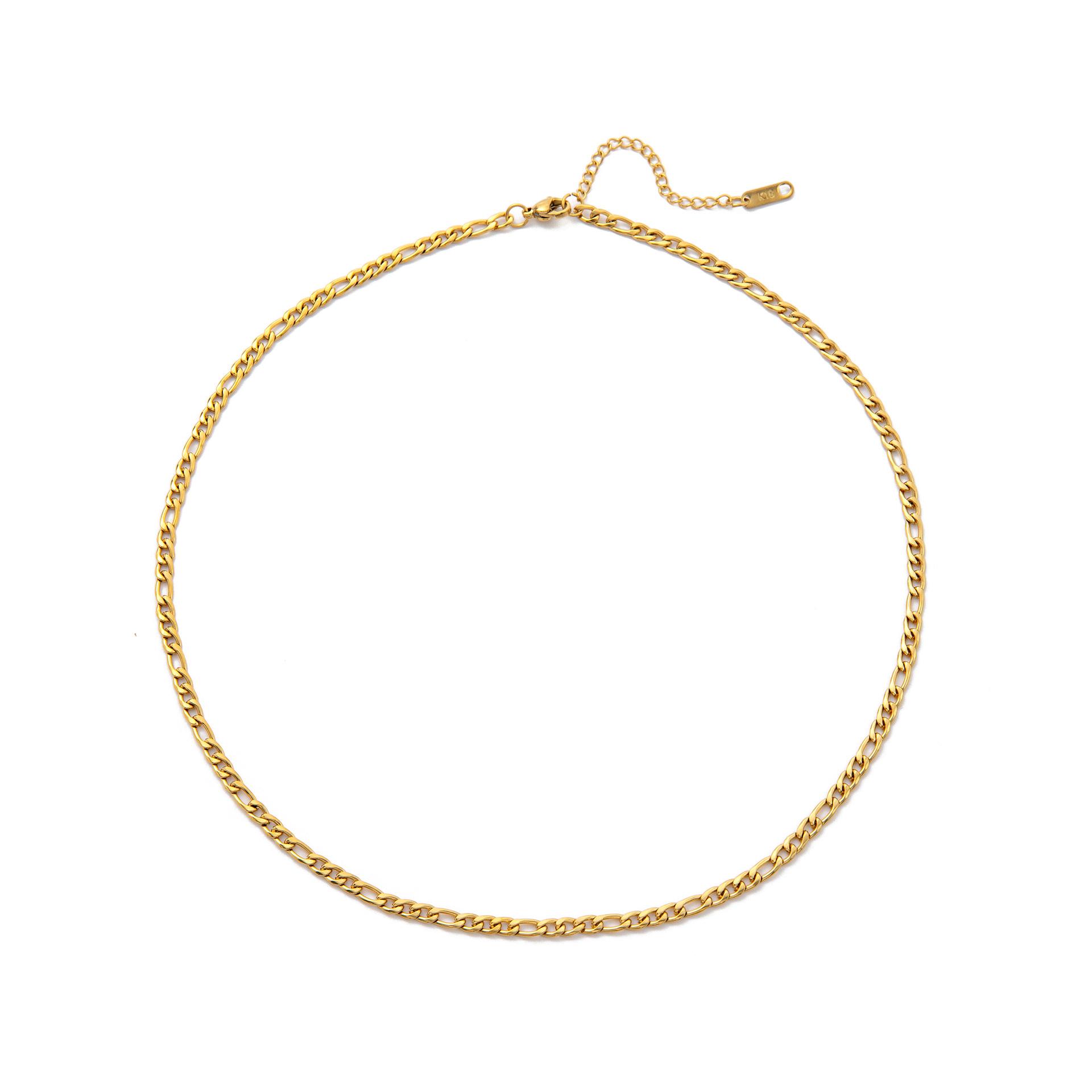 Stainless Steel Figaro Chain Necklace with Titanium Steel Coating
