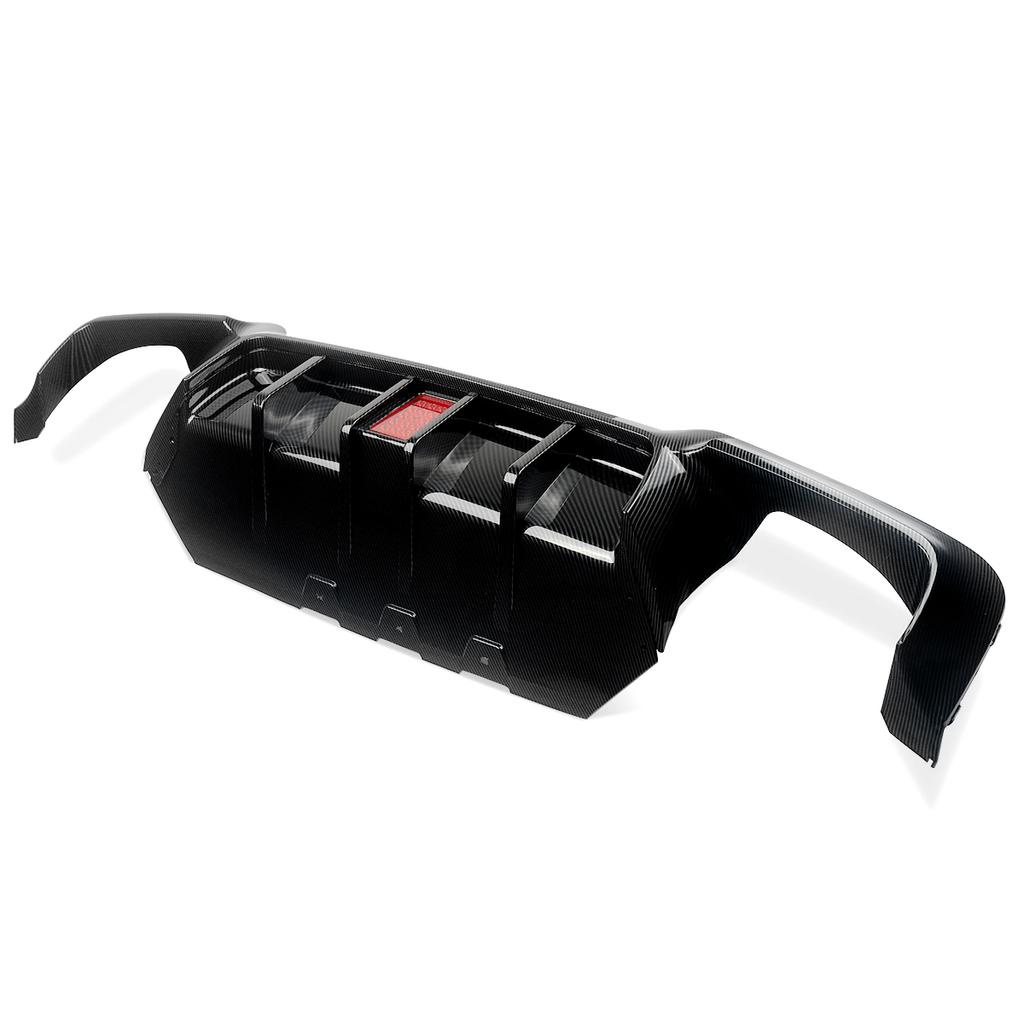 MagicKit for BMW 5 Series F10 M Sport Bumper 10-16 Carbon Look Rear Diffuser with LED Light