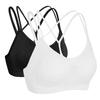 T WILKER Sports Yoga Bras for Breathable Night Thin Cute Stretchy Bra Wireless Sportswear 2-Pack Bras, Non-Slip Women, Bra, X-Shaped Straps, Top, Bra,