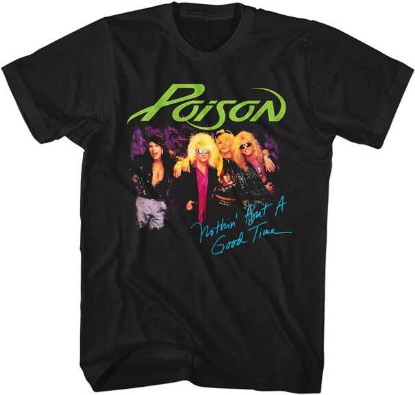 Poison Nuthin But A Good Time Men s T Shirt 80 s Rock Music Band Merch M